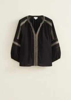 Online Cotton Club Top met borduurwerk zwart