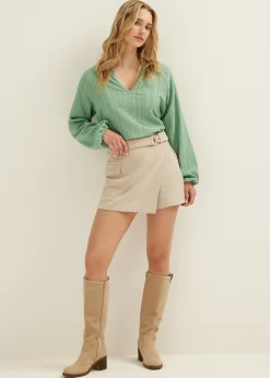 Hot Cotton Club Top met broderie structuur mint,donker