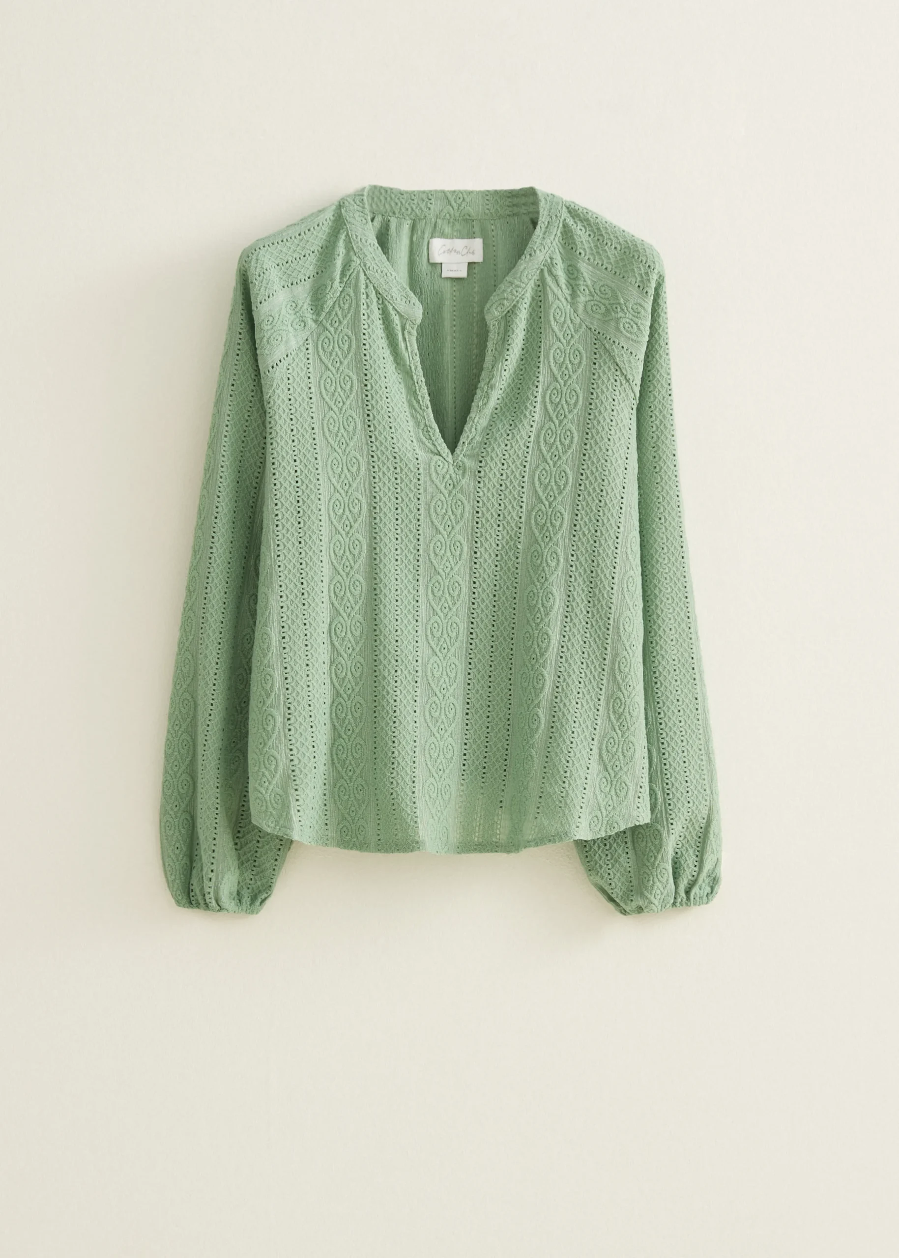 Hot Cotton Club Top met broderie structuur mint,donker