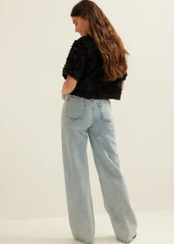 New Cotton Club Top met chiffon details zwart