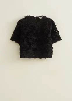 New Cotton Club Top met chiffon details zwart
