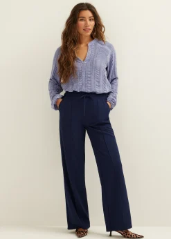 Sale Cotton Club Top met crochet details middenblauw