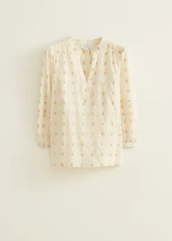 Sale Cotton Club Top met geborduurde print lichtzand