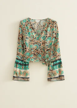 Online Cotton Club Top met overslag zwart