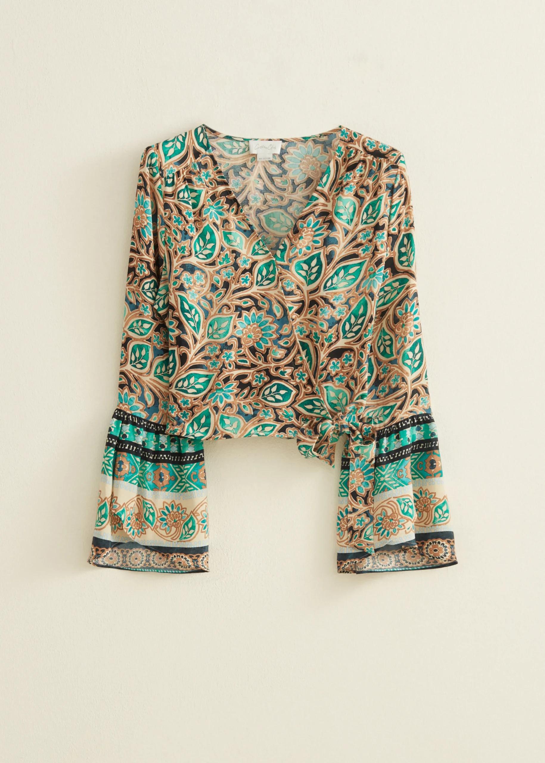 Online Cotton Club Top met overslag zwart