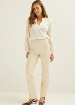 Discount Cotton Club Top met pliss&eacute; structuur ecru