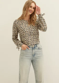 Online Cotton Club Top met print camel
