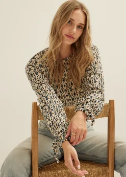 Online Cotton Club Top met print camel