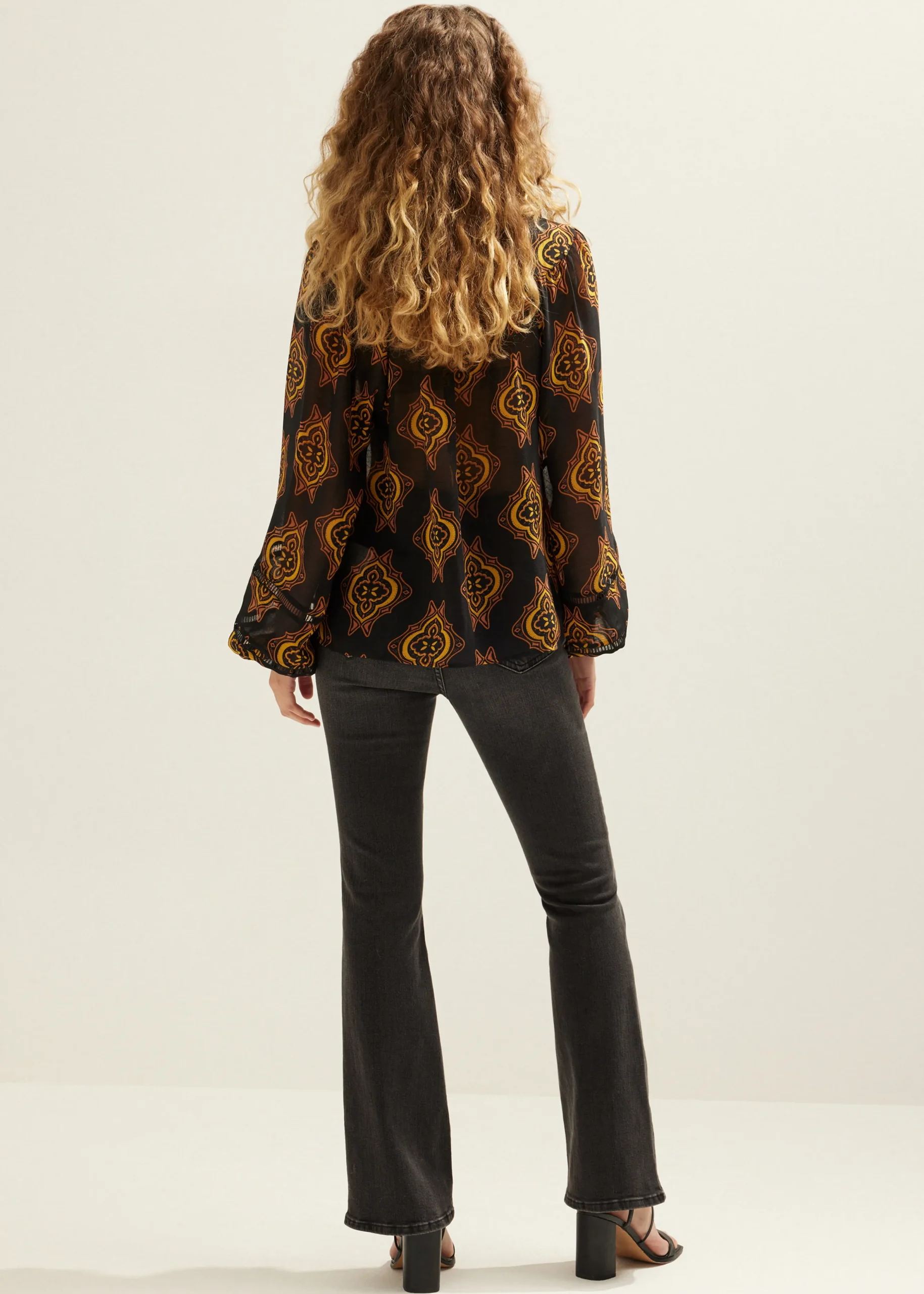 Sale Cotton Club Top met print bruin