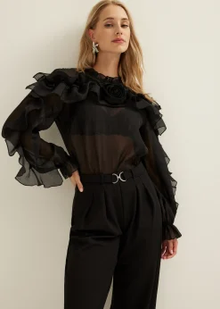 Best Cotton Club Top met ruffles zwart