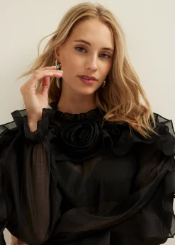 Best Cotton Club Top met ruffles zwart