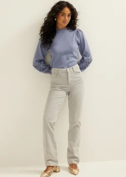 Discount Cotton Club Trui met broderie details middenblauw