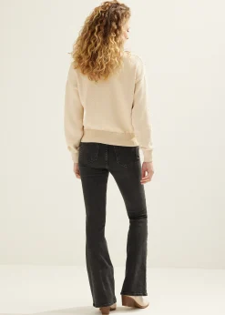 Sale Cotton Club Trui met crochet details lichtzand