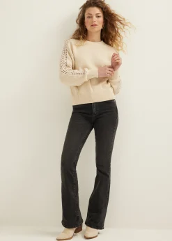 Sale Cotton Club Trui met crochet details lichtzand