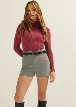 Online Cotton Club Trui met kabelpatroon mauve