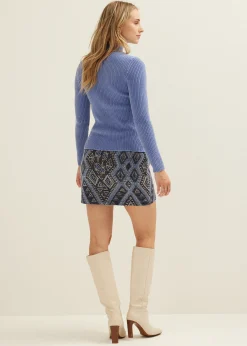Sale Cotton Club Trui met kabelpatroon middenblauw