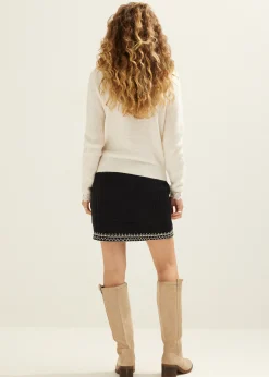 Hot Cotton Club Trui met kant detail ecru