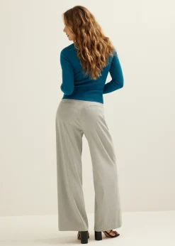 New Cotton Club Trui met rib detail taupe,dark