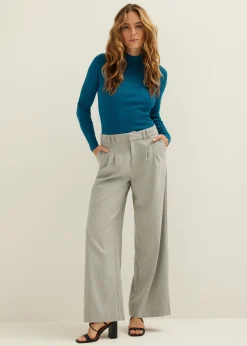 New Cotton Club Trui met rib detail taupe,dark