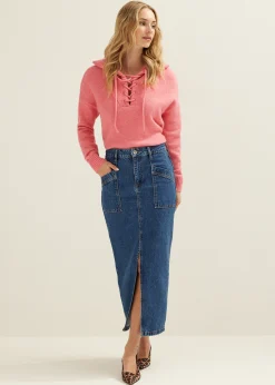 Hot Cotton Club Trui met veter detail rose