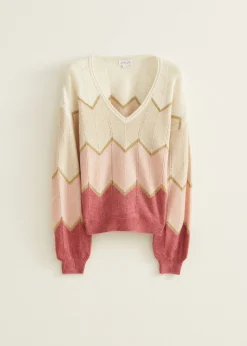 Online Cotton Club Trui met zigzag patroon rose,donker