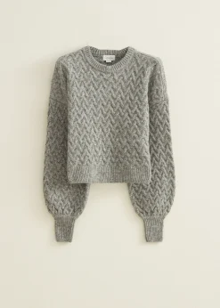 Outlet Cotton Club Trui met zigzag patroon middengrijsgem&ecirc;leerd