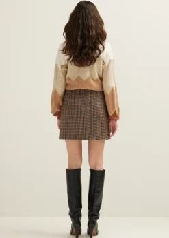 New Cotton Club Trui met zigzag patroon cognac,donker