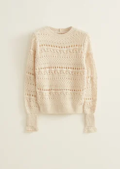 Clearance Cotton Club Trui van ajour ecru