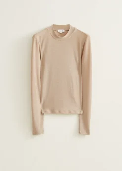 Clearance Cotton Club T-shirt lange mouw met lurex champagne