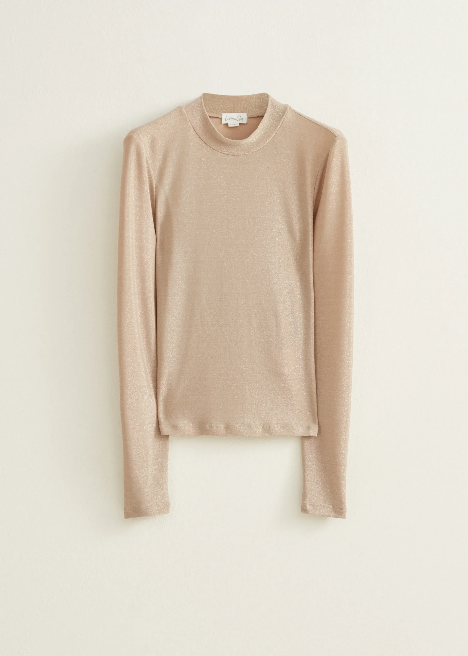 Clearance Cotton Club T-shirt lange mouw met lurex champagne
