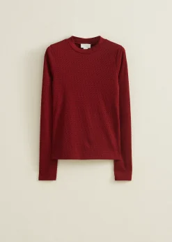 Clearance Cotton Club T-shirt lange mouw met structuur brique,donker