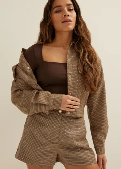 Clearance Cotton Club T-shirt met bolero detail choco