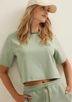 Online Cotton Club T-shirt met contrast details mint
