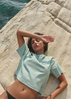 Online Cotton Club T-shirt met contrast details mint