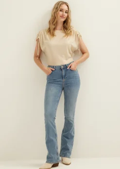 Online Cotton Club T-shirt met drawstring details lichtzand