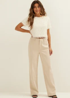 Outlet Cotton Club T-shirt met fringes ecru