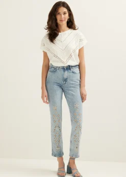 Discount Cotton Club T-shirt met gehaakte details wit,off-white