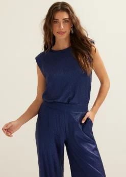 Sale Cotton Club T-shirt met glans effect indigo