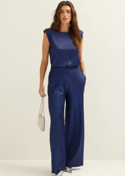 Sale Cotton Club T-shirt met glans effect indigo