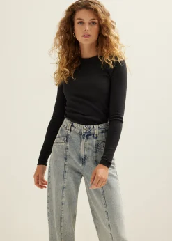 Hot Cotton Club T-shirt met lange mouw antracietgemêleerd