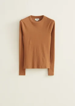 Clearance Cotton Club T-shirt met lange mouw caramel
