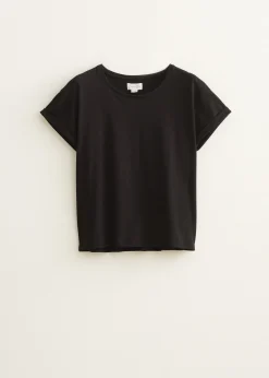 Sale Cotton Club T-shirt met opgerolde mouw zwart