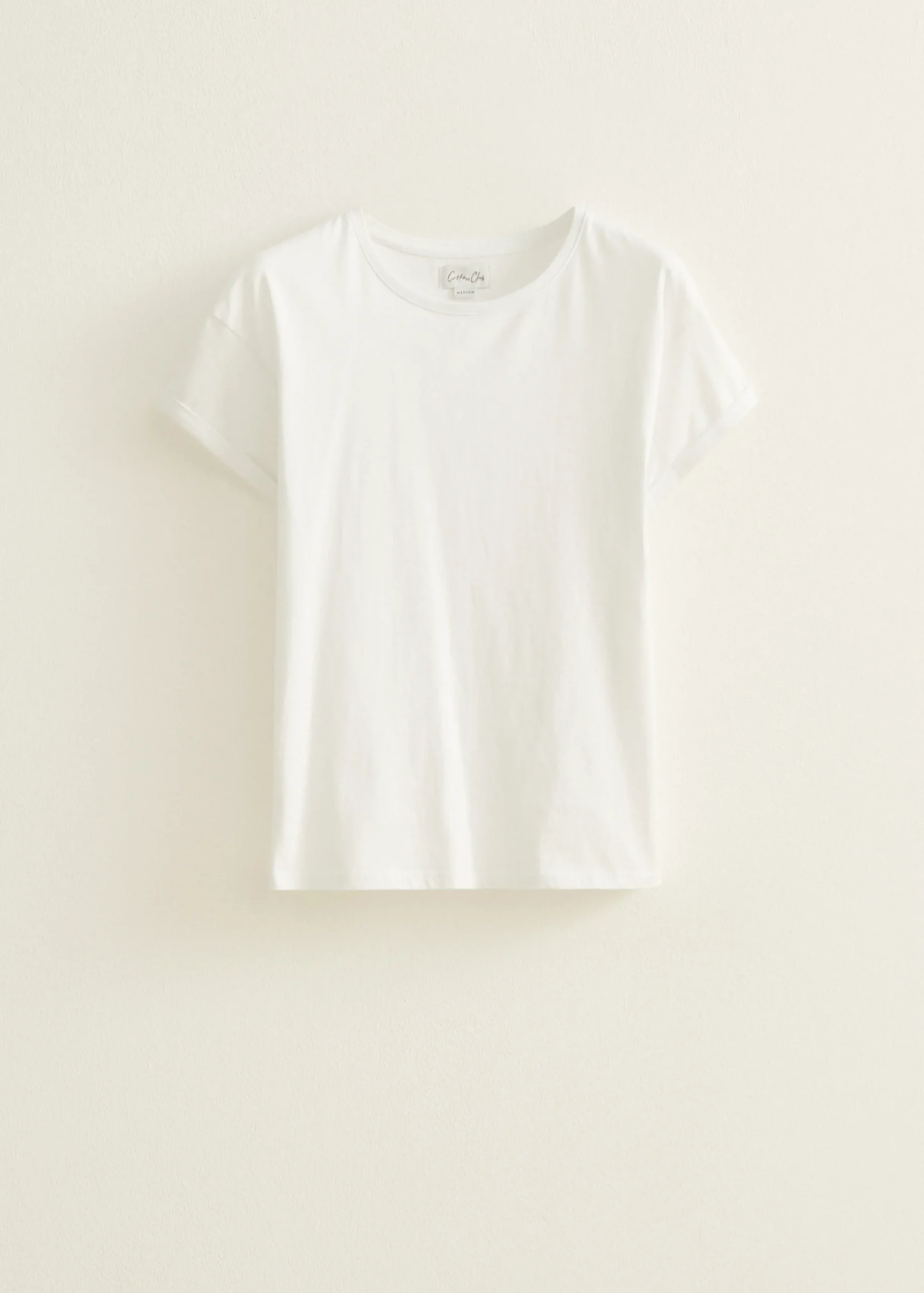 Online Cotton Club T-shirt met opgerolde mouw wit