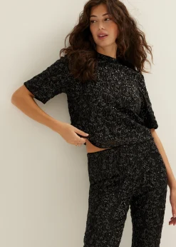 Discount Cotton Club T-shirt met pailletten zwart