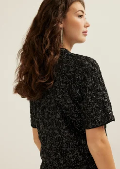 Discount Cotton Club T-shirt met pailletten zwart