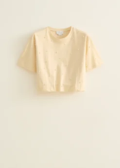Best Cotton Club T-shirt met parels lichtzand