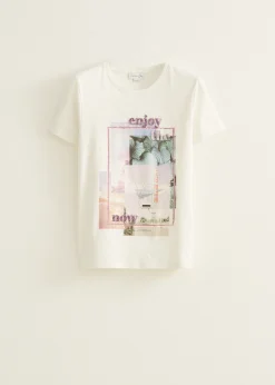 Outlet Cotton Club T-shirt met print enjoy wit,off-white