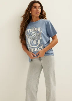 Sale Cotton Club t-shirt met print eternal middenblauw