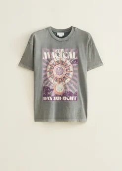 Online Cotton Club T-shirt met print magical grijs,acidwash