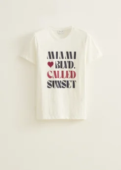 New Cotton Club T-shirt met print miami blvd wit,off-white